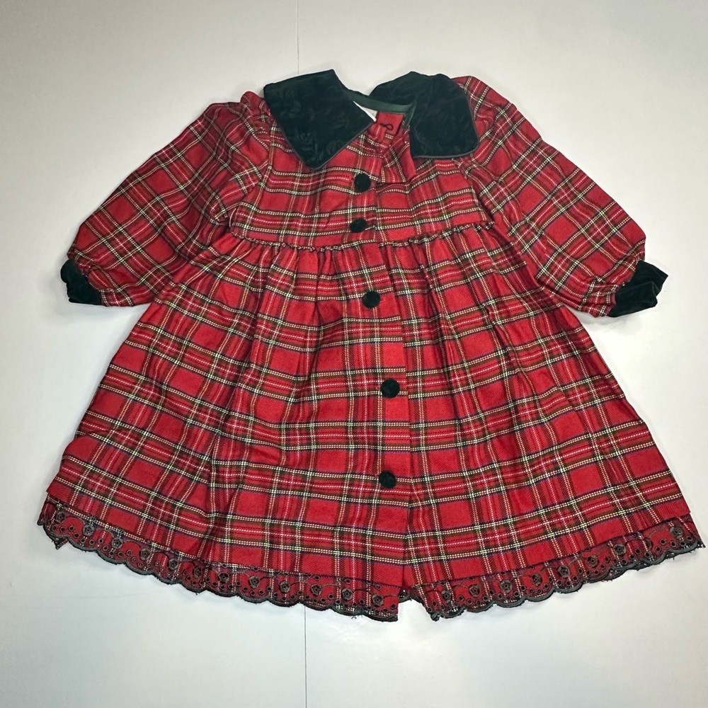 Good Lad Girls Holiday‎ Dress 2T Christmas Red Plaid Long Sleeve VTG Toddler